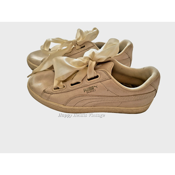 HP Puma Basket Ribbon Laces shiny shimmery Iridescent White‎ Mermaid Sneakers - Picture 1 of 10